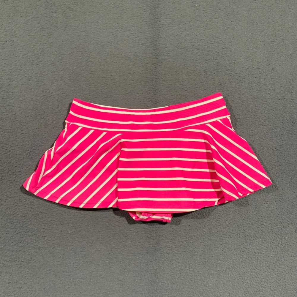 Hanna Andersson Girls Pink White Striped Swim Skirt Bikini Bottom Size 8 New